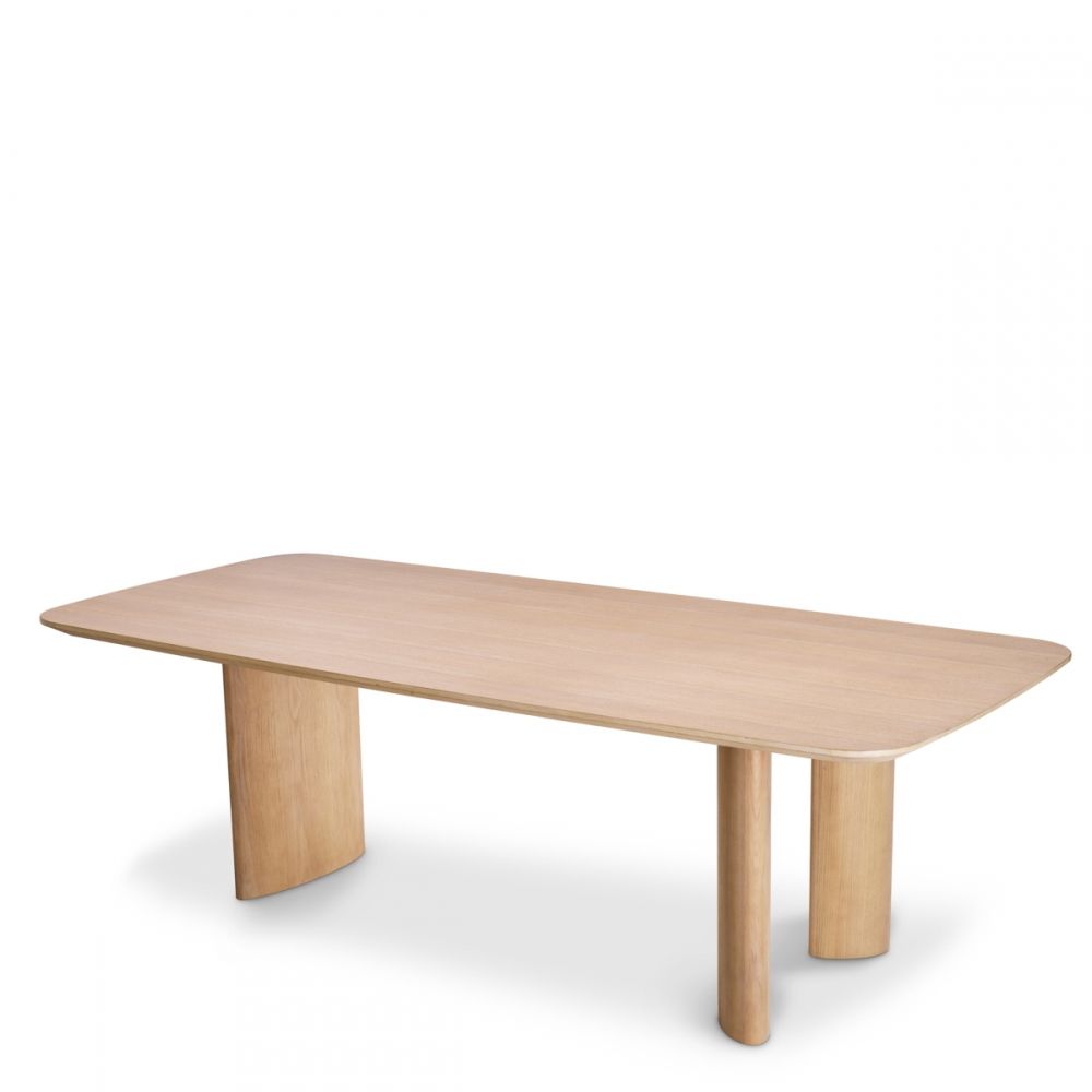 Masa Dreptunghiulara Harmonie S Eichholtz din Furnir de stejar Bej de 6-8 persoane L241xH77cm