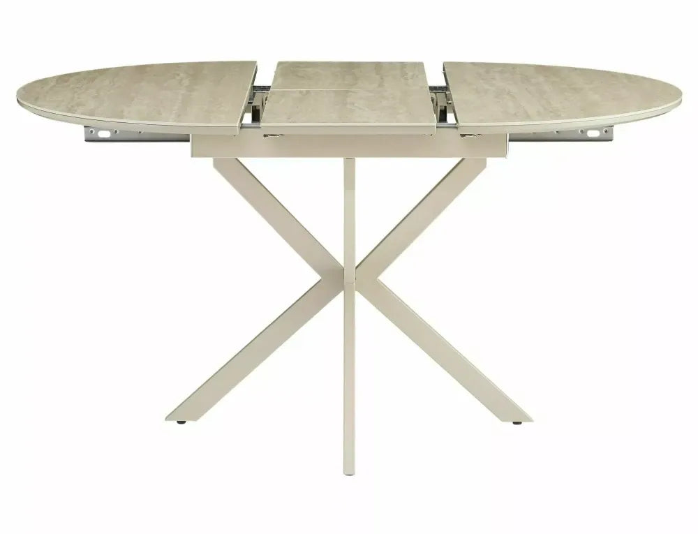 Masa extensibila din Metal Bej si MDF+Ceramica Bej lucios L100-130xH76cm Gaston