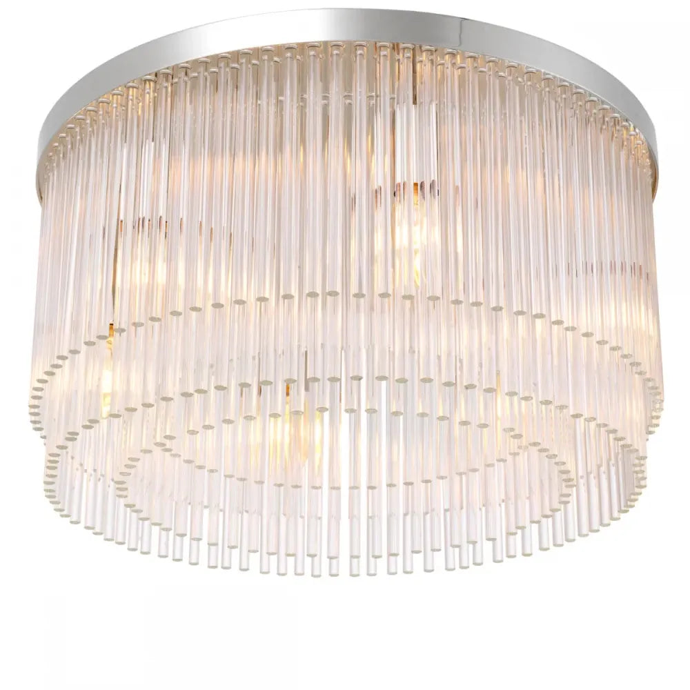 Plafoniera din Metal Argintiu si Sticla Transparent H25xD45cm Hector Eichholtz