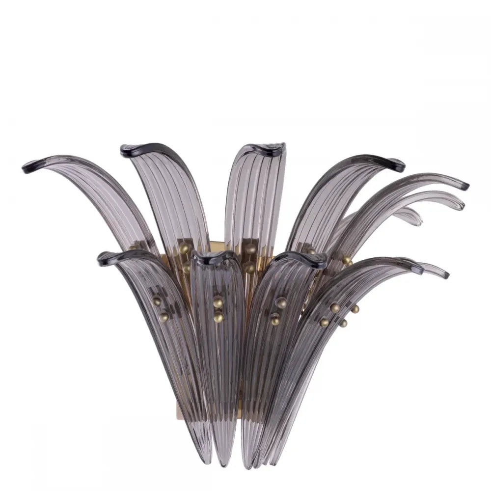 Aplica de perete din Metal Alama si Sticla Fumuriu H30xL49cm Italo Eichholtz