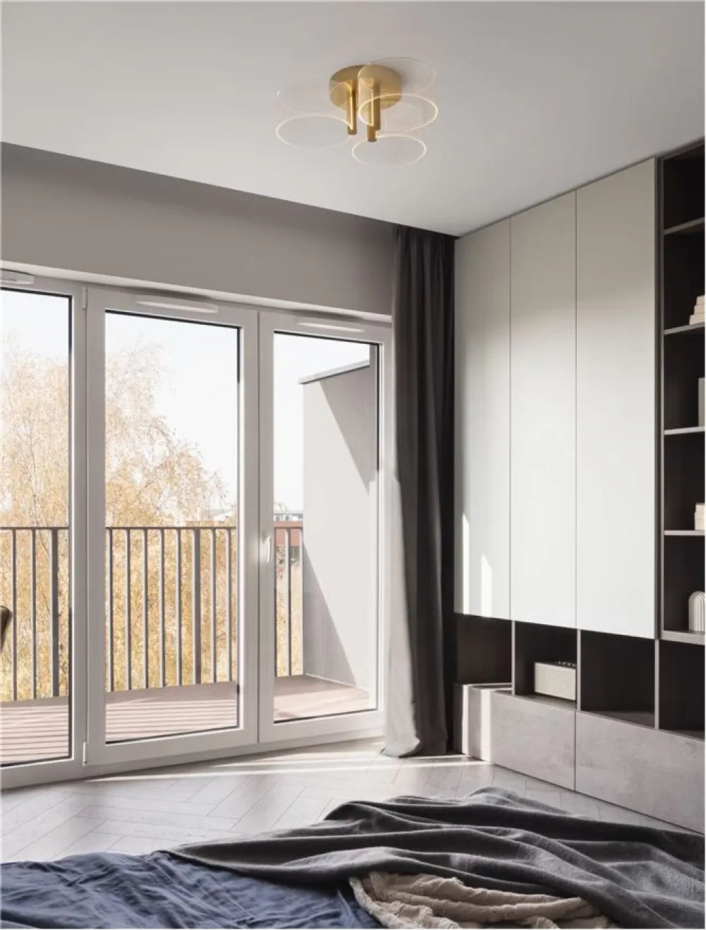 Plafoniera structura din Metal Auriu si abajur din Acrilic Transparent H15.2xL44cm IP20 20W 950lm 3000k GATLIN