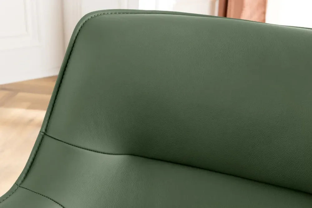 Set 2 scaune rotative tapitat cu Piele/Stofa Verde si picioare din Metal Negru H87xL68xA68cm LE GRAND