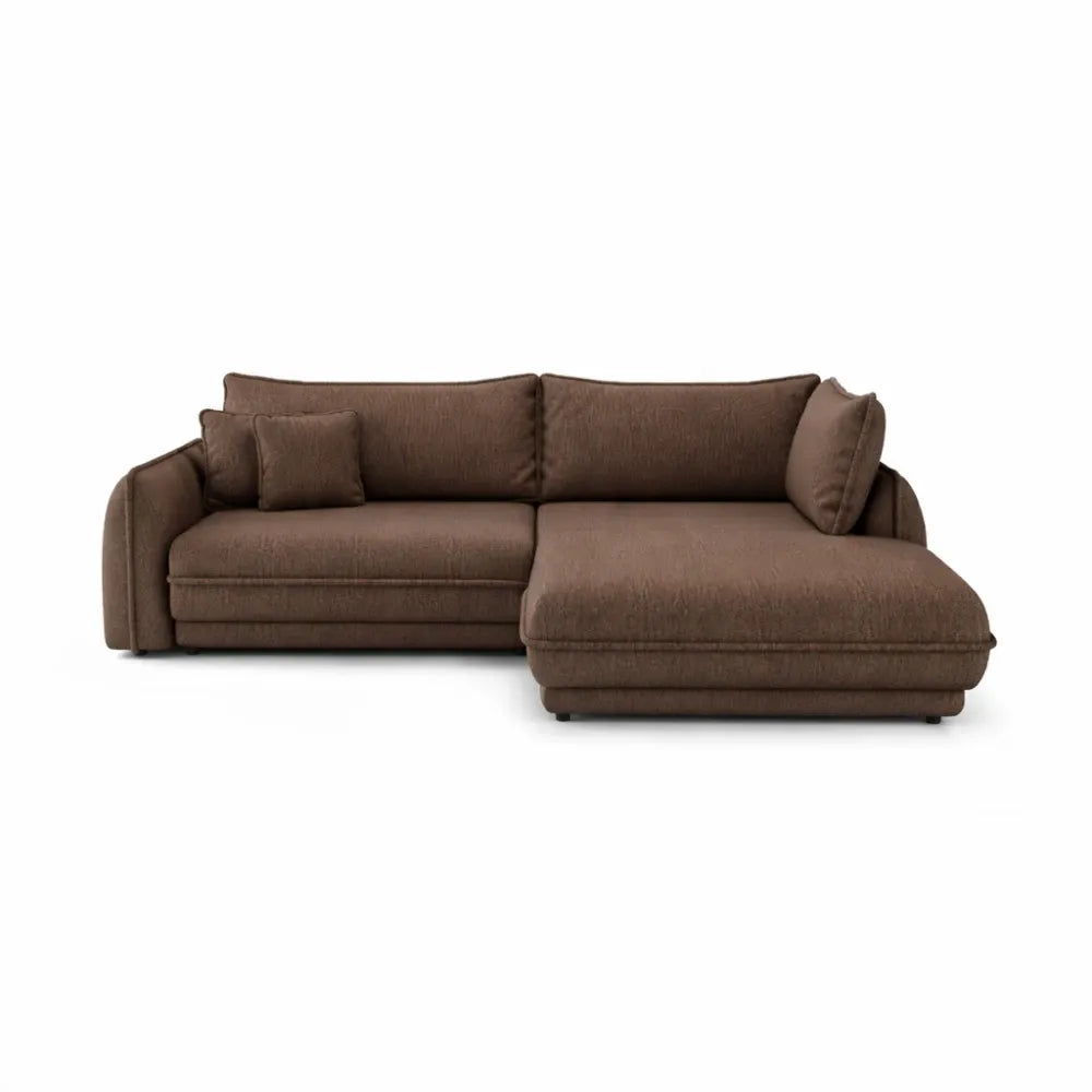 Coltar extensibil din catifea maro Ella II L280x190cm