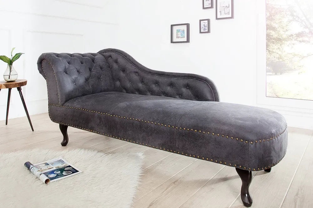 Sezlong tapitat cu Microfibra Gri L170cm Chesterfield