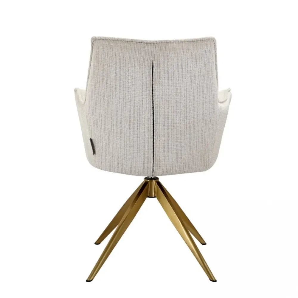 Scaun cu brate tapitat cu Chenille Bej cu picioare din Metal Auriu H89xL52xA63cm Dakota Richmond Interiors