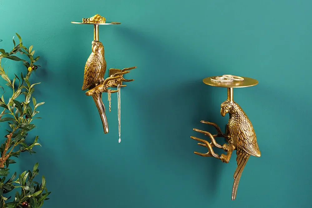 Set 2 cuiere din Metal Auriu L23xH43cm WILDLIFE BIRDS