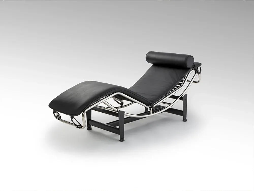 Sezlong din Metal Negru/Argintiu si Piele Negru L154xH56cm Leco