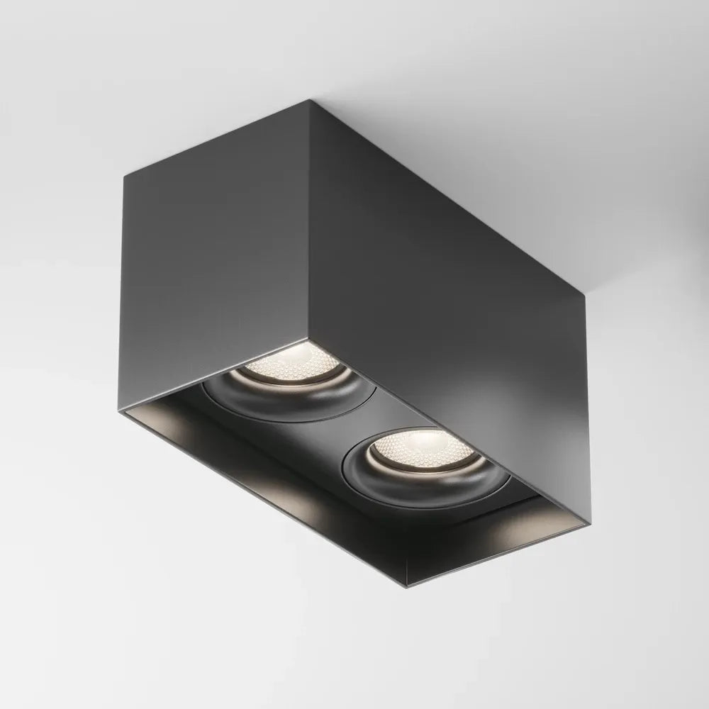 Spot dublu aplicabil adancit din Aluminiu Negru H11.5xL20cm IP 20 GU10 50W Slim