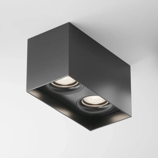 Spot dublu aplicabil adancit din Aluminiu Negru H11.5xL20cm IP 20 GU10 50W Slim