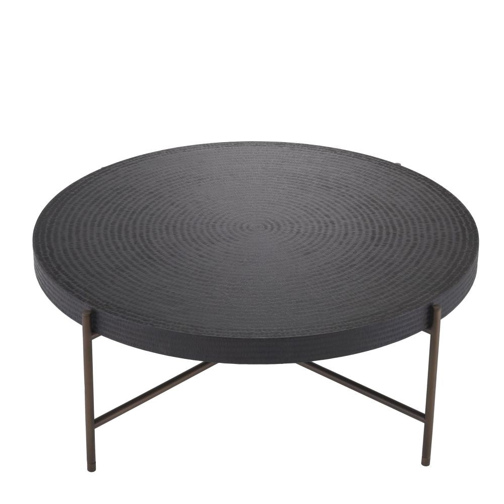Masuta de cafea Rotunda din Otel inoxidabil si MDF Maro/Negru D105xH41cm Nikos