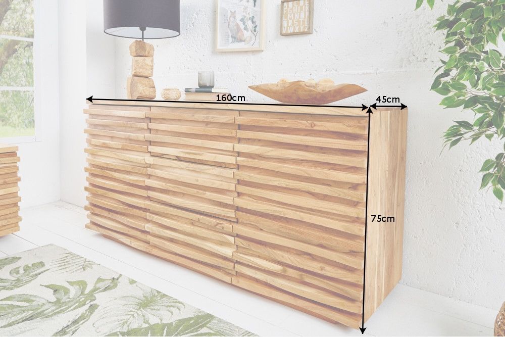 Comoda din Lemn masiv de salcam Maro  Relief L160xH75cm