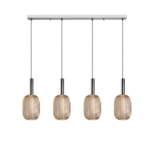 Lustra dreptunghiulara cu inaltime reglabila din Metal Auriu cu LED  L88x13xH145cm Micron