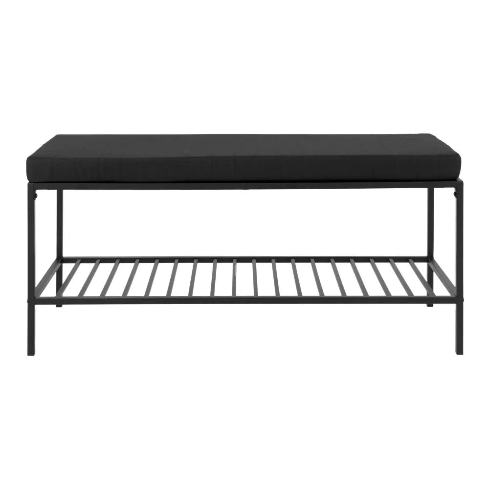 Bancheta din Metal Negru si Stofa Negru H48.5xL100cm Vita