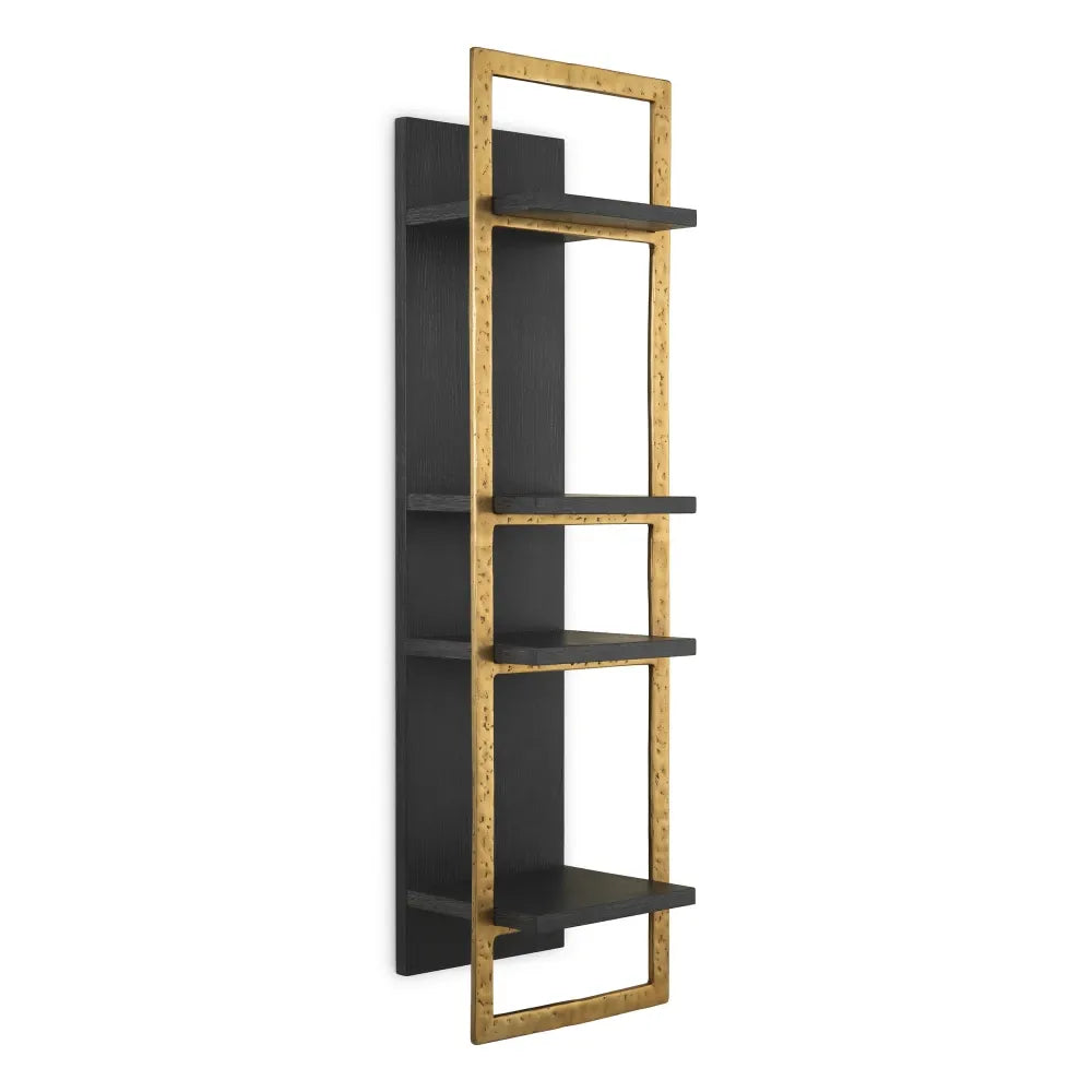 Raft suspendat din Furnir de stejar/Metal Gri carbune/Alama L45xH160cm Belcanto Eichholtz
