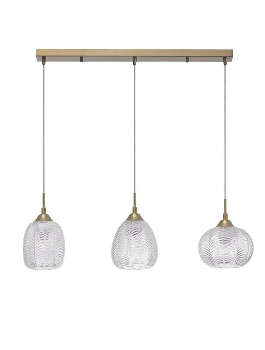Lustra structura din Metal Auriu si abajur din Sticla Transparent H120xL76cm IP20 VARIO