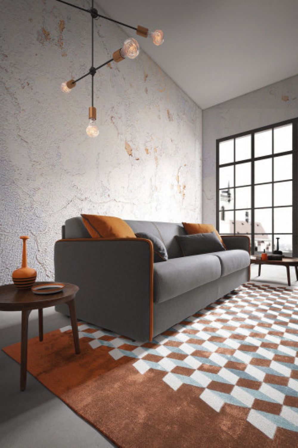 Canapea 2 locuri extensibila cu saltea de 120x195cm Madeira