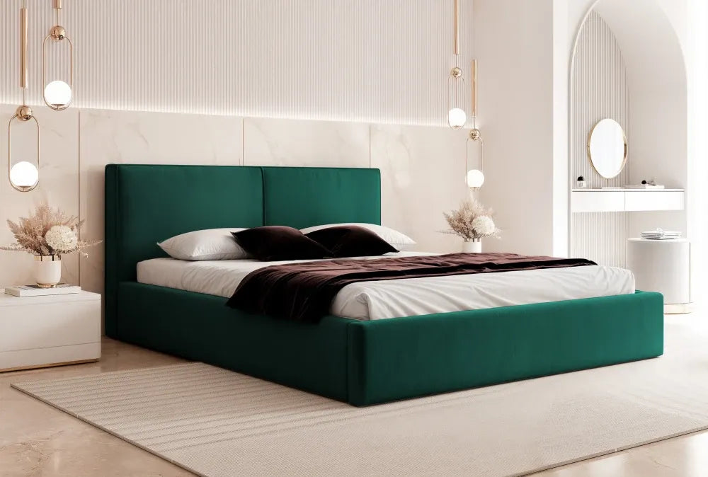 Pat 200 x 200 tapitat cu Catifea Dream velvet Verde smarald Noma