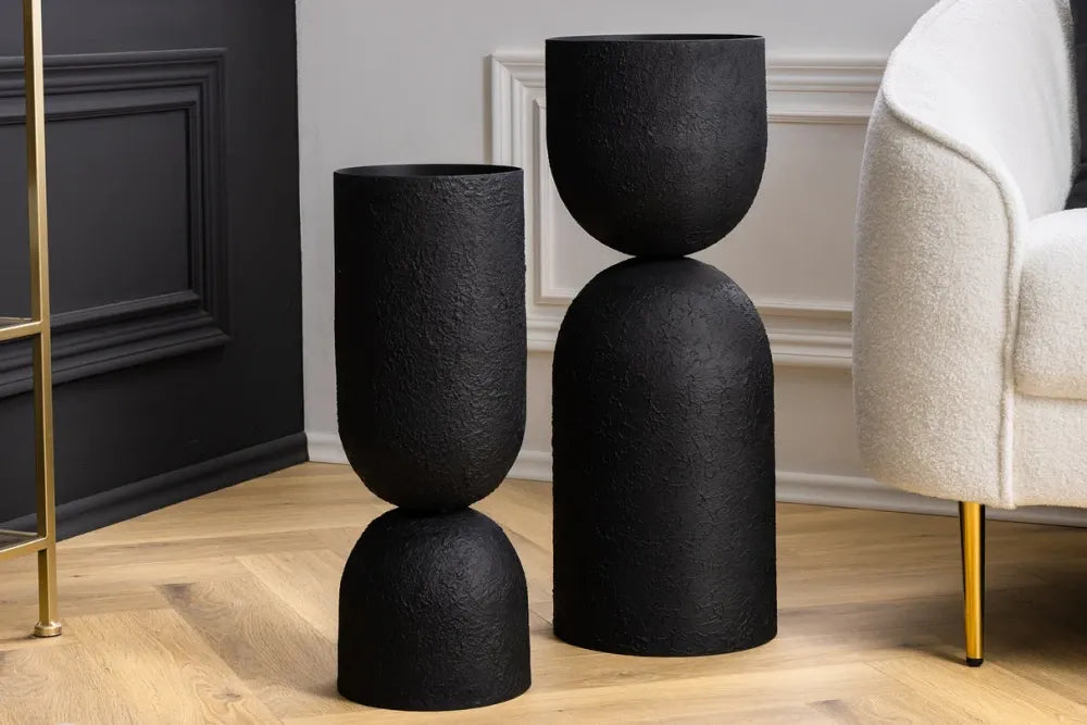 Ghiveci decorativ din Metal Negru H56xL20cm Sandglass L