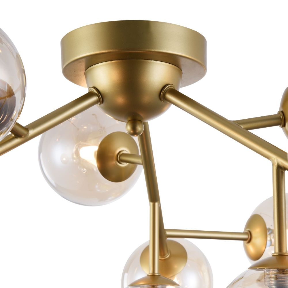Candelabru Rotund din Metal si Sticla Auriu/Auriu Dallas D60xH20cm