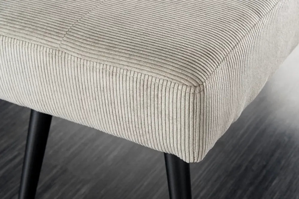 Bancheta din Metal Negru si Catifea raiata Gri deschis H42xL100cm Boutique