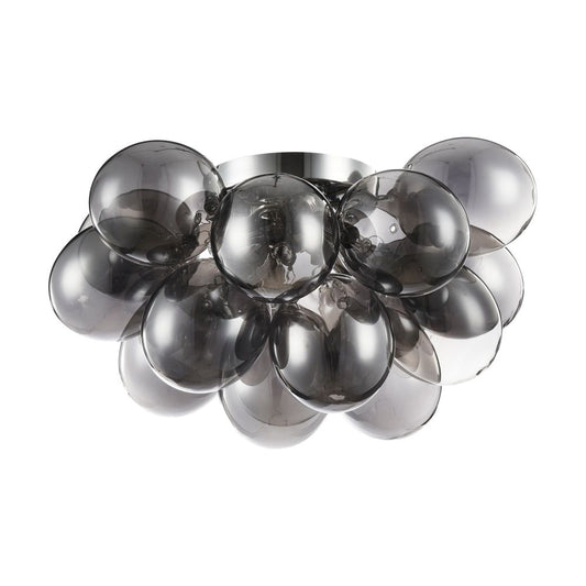 Candelabru Rotund din Metal si Sticla Argintiu/Negru Balbo D38xH25cm