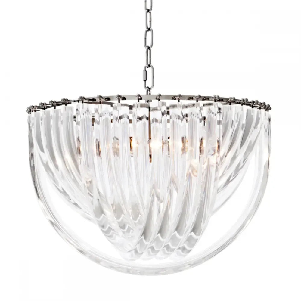 Candelabru din Otel inoxdabil Argintiu si Acrilic Transparent H33xD50cm Murano Eichholtz