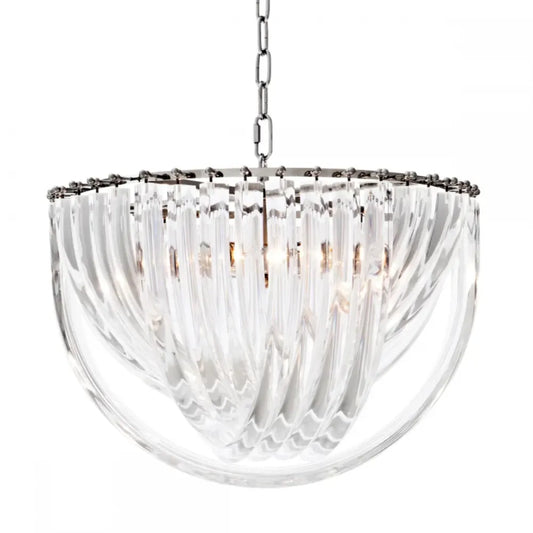 Candelabru din Otel inoxdabil Argintiu si Acrilic Transparent H33xD50cm Murano Eichholtz
