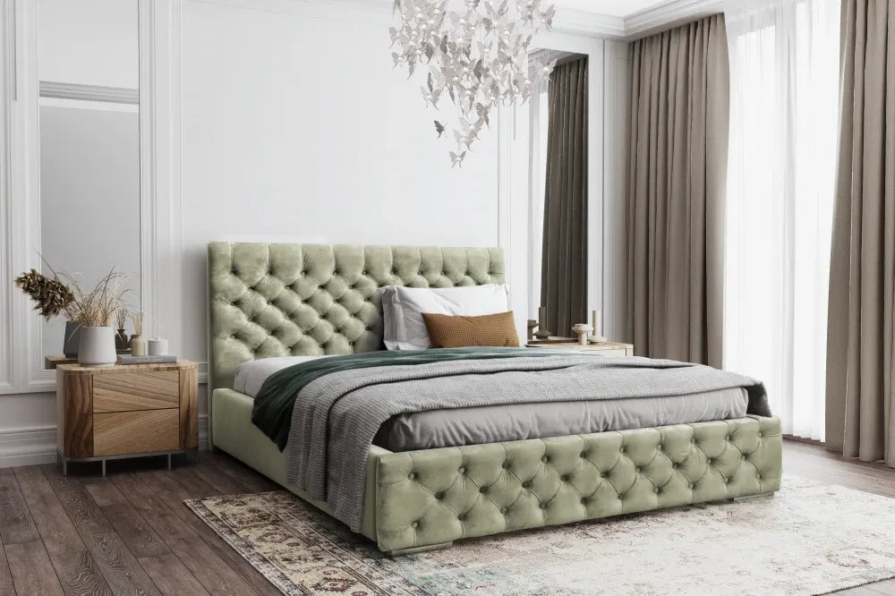 Pat 200 x 200 tapitat cu Catifea Magic velvet Verde olive Lora