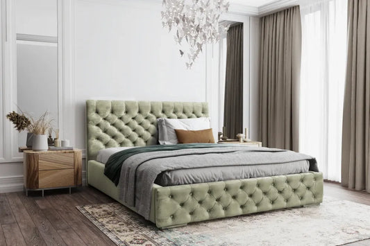 Pat 200 x 200 tapitat cu Catifea Magic velvet Verde olive Lora