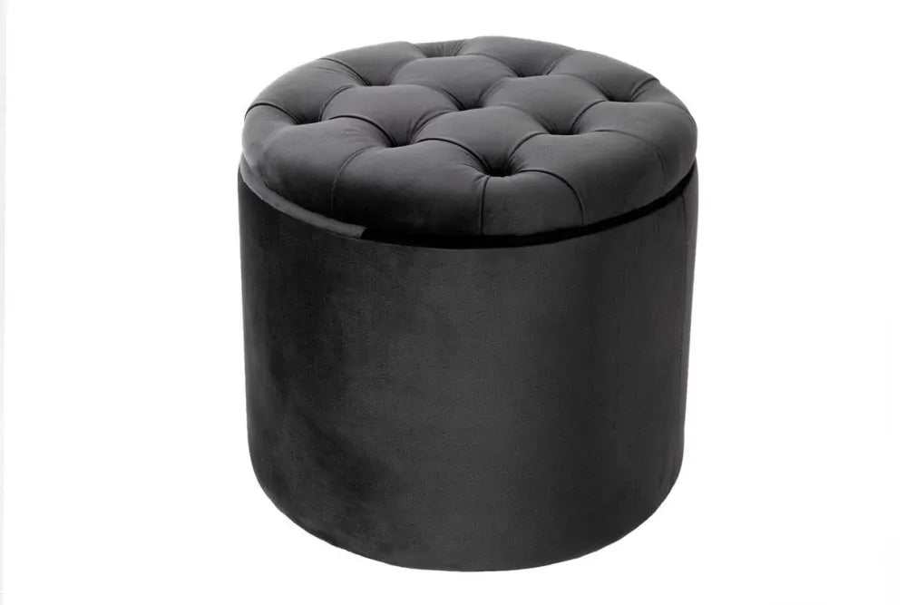 Puf cu spatiu de depozitare din Catifea Gri inchis H43xL50cm Modern Barock