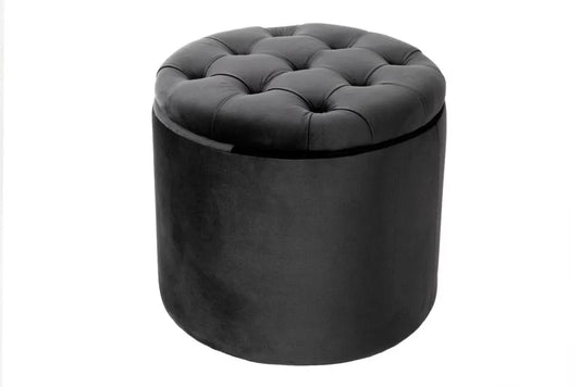 Puf cu spatiu de depozitare din Catifea Gri inchis H43xL50cm Modern Barock