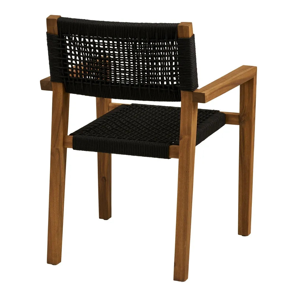 Set 2 scaune de exterior din Funie Negru si Lemn de salcam Maro L57xH83cm Anzio