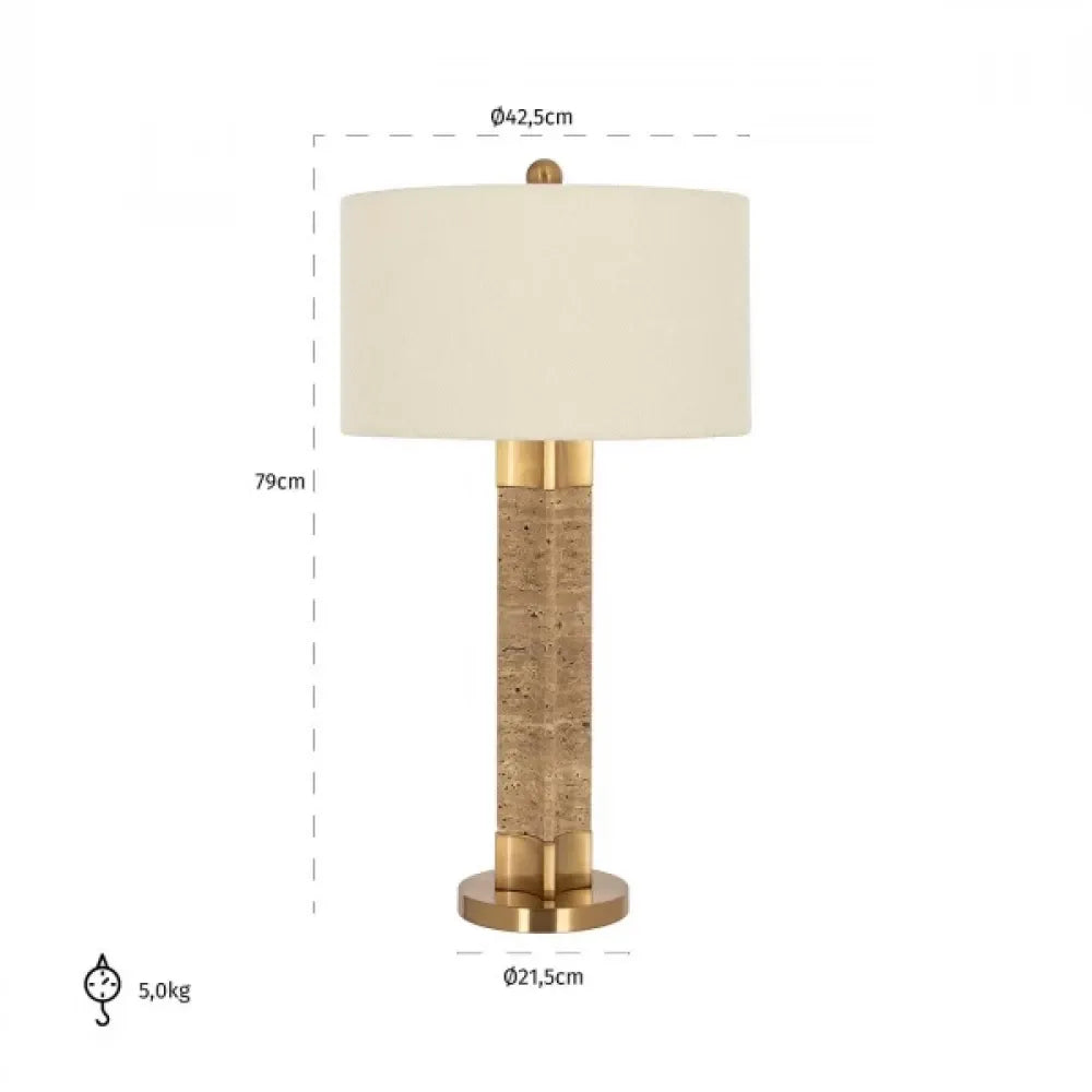 Veioza din Metal/Marmura Auriu/Maro si Textil Alb H79xD42.5cm Aaliyah Richmond Interiors
