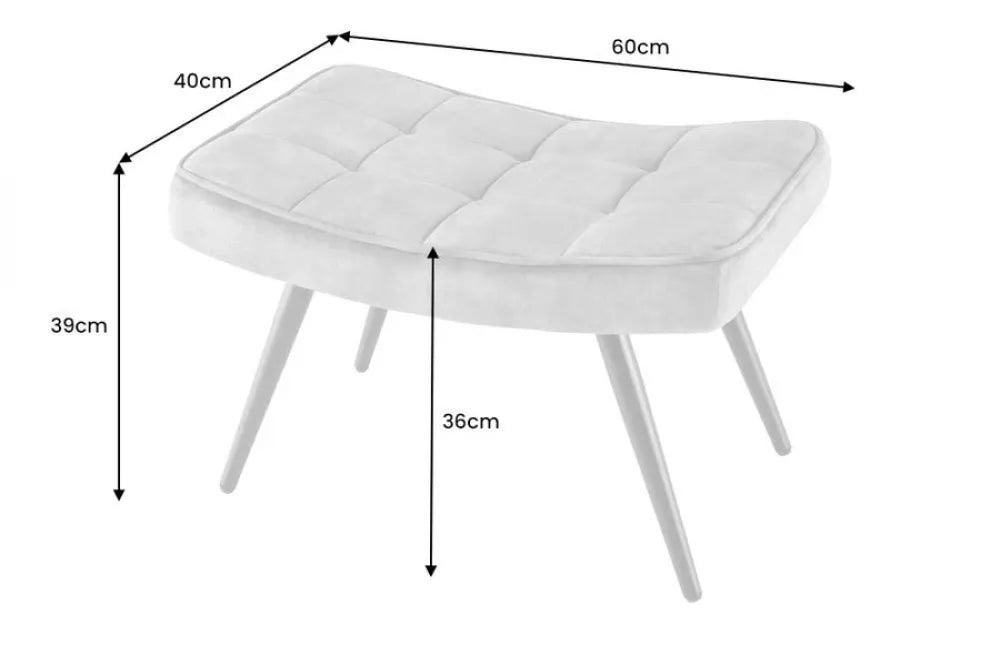 Puf din Metal Negru si Catifea Bej H39xL60cm Scandinavia