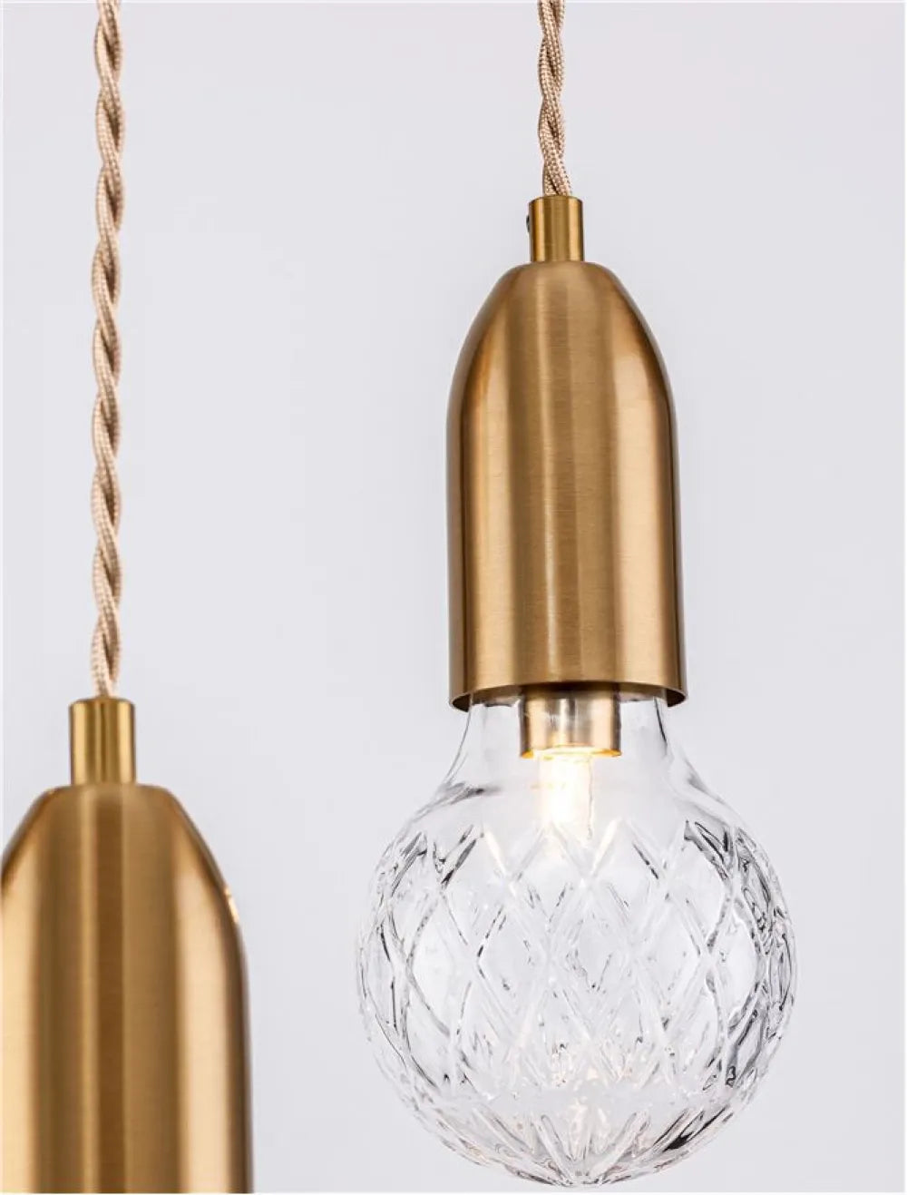 Lustra structura din Metal Alama si abajur din Sticla Transparent H150xL30cm IP20 VEDA