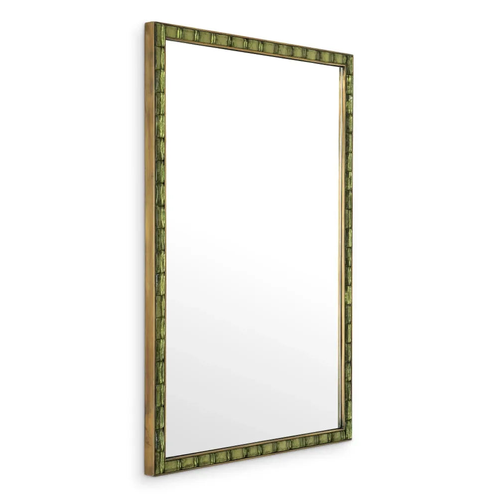 Oglinda cu rama din Metal/MDF/Sticla Alama/Verde L80xH120cm Torino Eichholtz