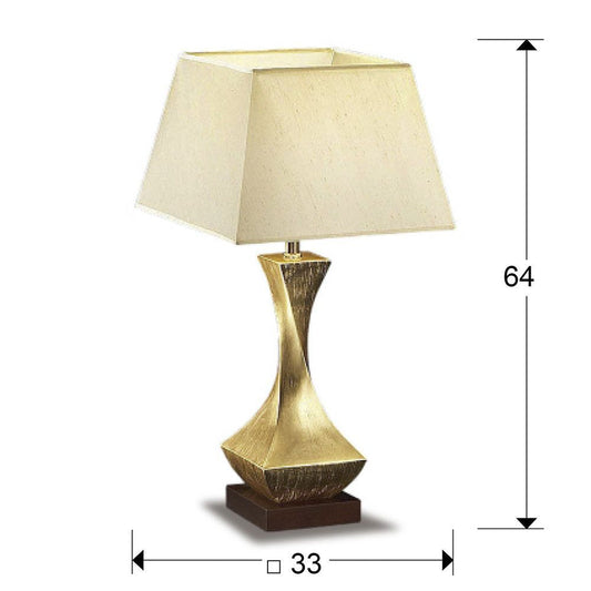 Veioza din Textil si Lemn Alb/Auriu L33xH64cm Deco