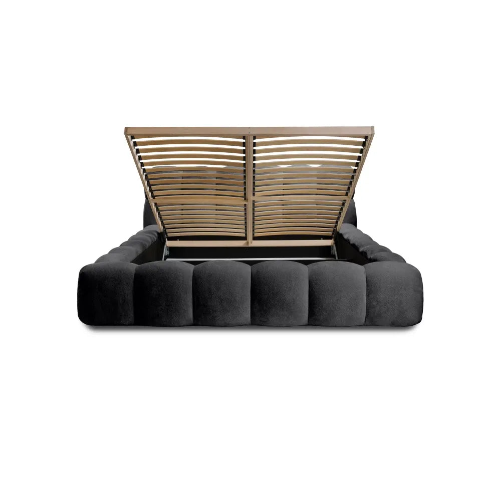 Pat 180x200cm tapitat cu Chenille Negru Boston