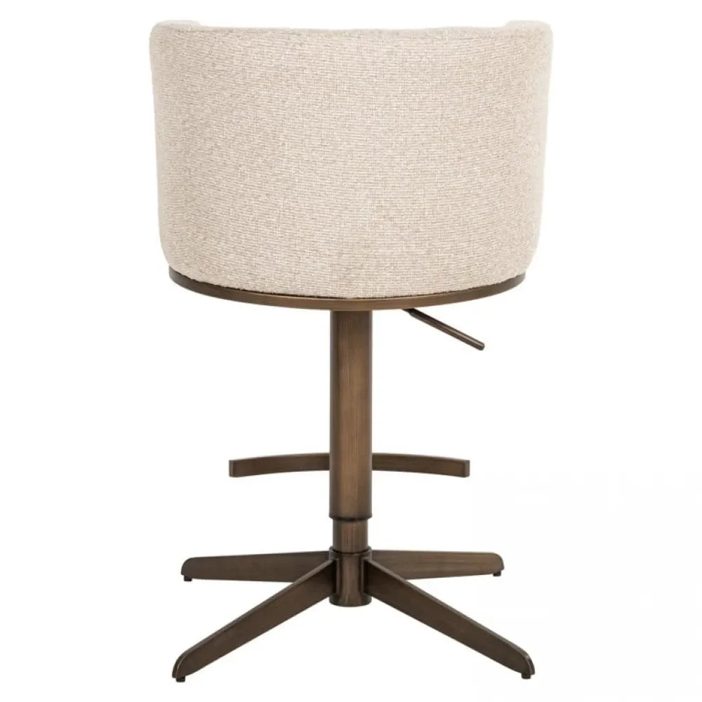 Scaun de bar cu inaltime reglabila tapitat cu Stofa Crem cu picioare din Metal Alama H111-92xL56xA53cm Cheyenne Richmond interiors