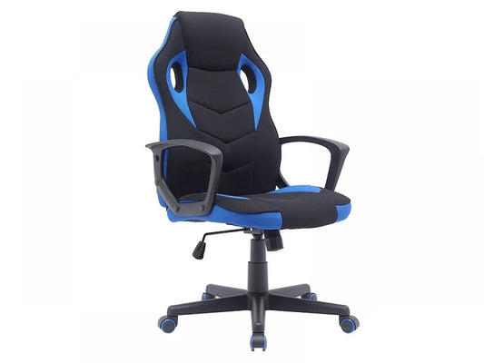 Scaun de gaming cu inaltime reglabila tapitat cu Stofa Negru/Albastru cu picioare din Plastic Negru/Albastru H106-114xL63xA48cm Dakar