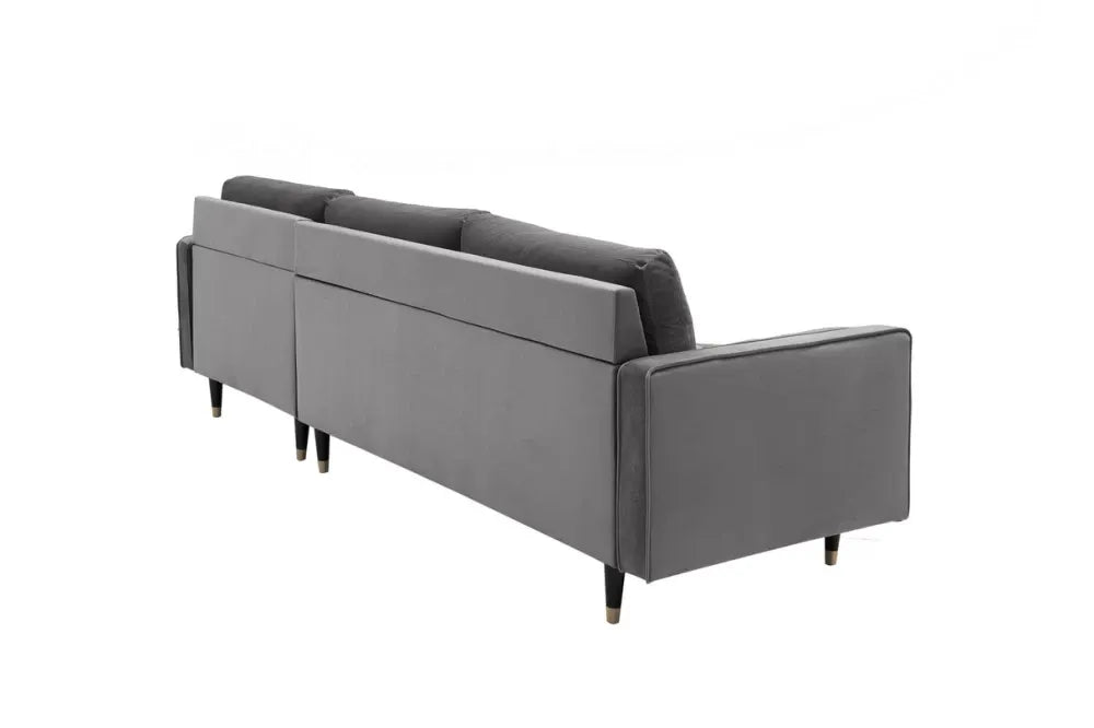 Coltar cu orientare reversibila tapitat cu Catifea Gri L260cm Cozy
