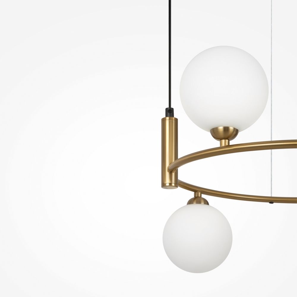Lustra din Metal si Sticla Alama/Alb cu 4 becuri G9 25W D40xH178cm Ring