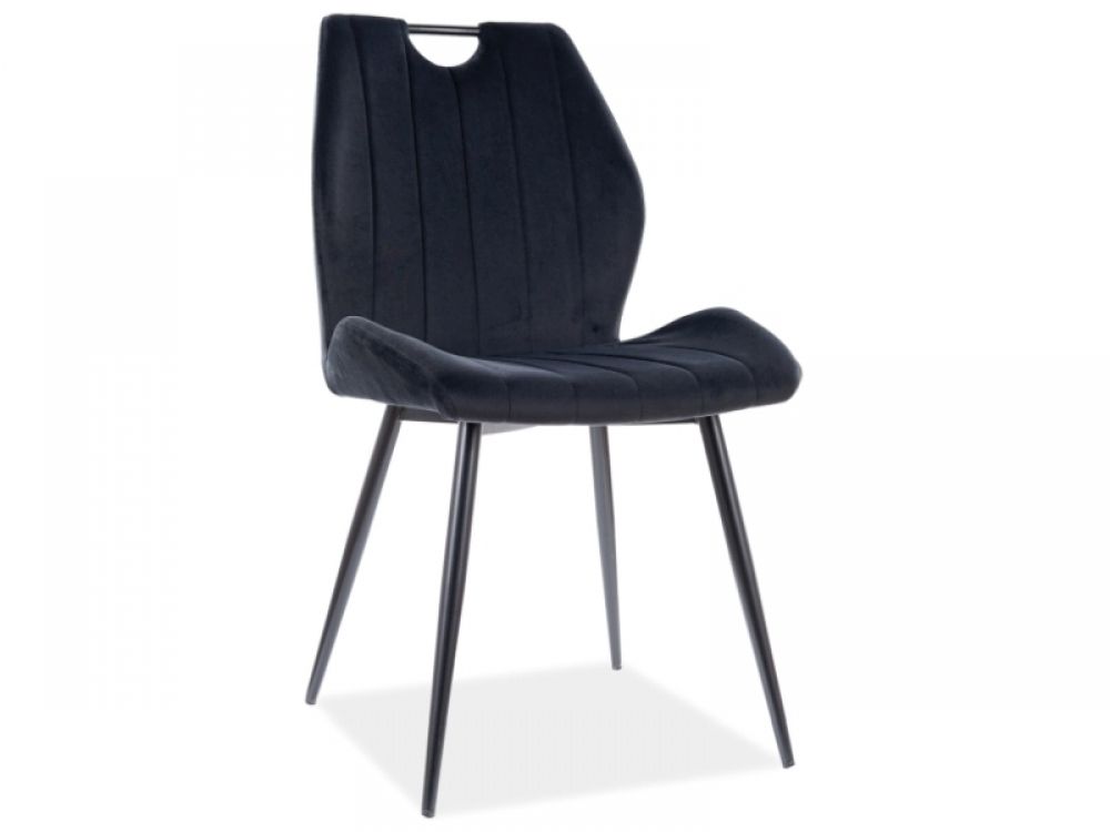 Scaun tapitat cu Catifea Negru cu picioare din Metal Negru H91xL51xA46cm Arco