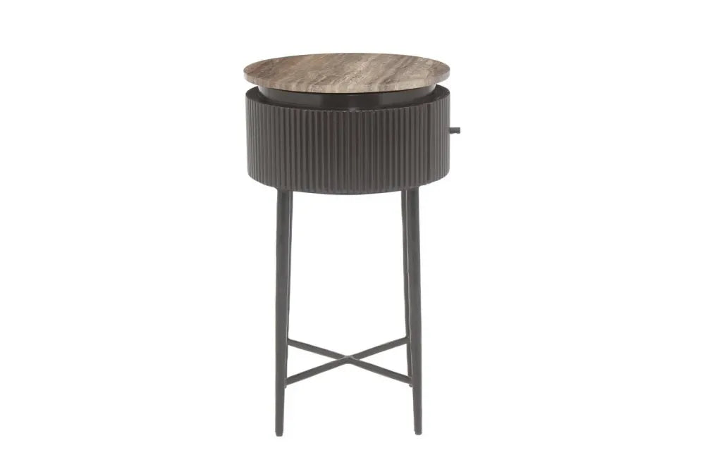 Masuta laterala din MDF/Metal Maro si Travertin Maro L40xH70cm Russo Richmond interiors