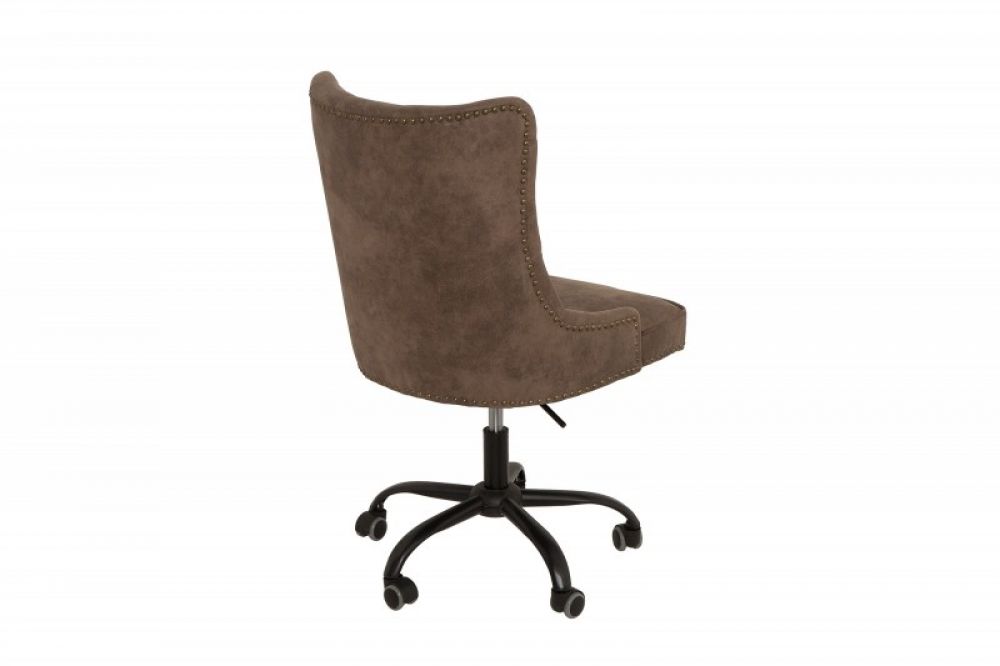 Scaun de birou reglabil cu rotile din Piele ecologica si Metal Maro/Argintiu Victorian H98xL58xA62cm