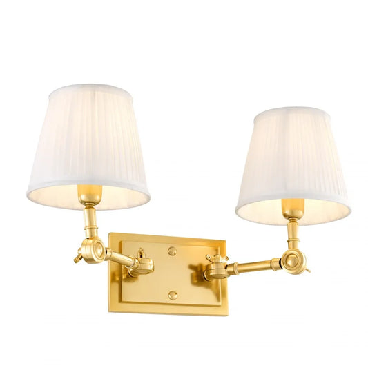 Aplica de perete din Metal Auriu si Stofa Alb H25xL33cm Wentworth Double Eichholtz