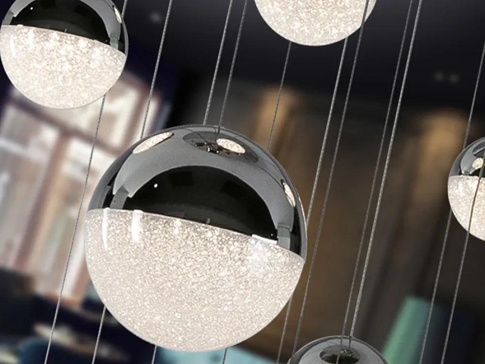 Lustra din Metal Argintiu si Policarbonat Argintiu 78,60W D60xH300cm Sphere
