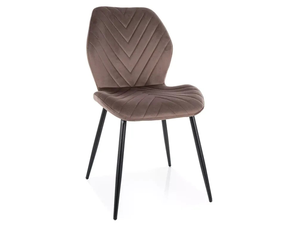Set 2 scaune din Catifea Maro cappuccino si Metal Negru Hx86Lx48xA56cm Mike