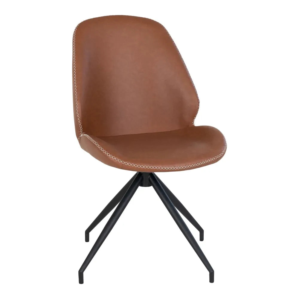 Set 2 scaune din Metal Negru si Piele sintetica Maro H88xL50xA60cm Monte Carlo