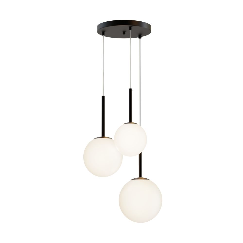 Lustra din Metal si Sticla Negru mat/Alb cu 3 becuri E14 40W D40xH180cm Basic form